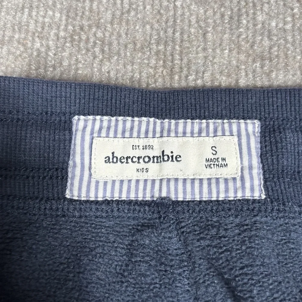 Abercrombie‎ Kids Sweatpants Youth Small Flared Navy Blue Fleece Embroidered Y2K